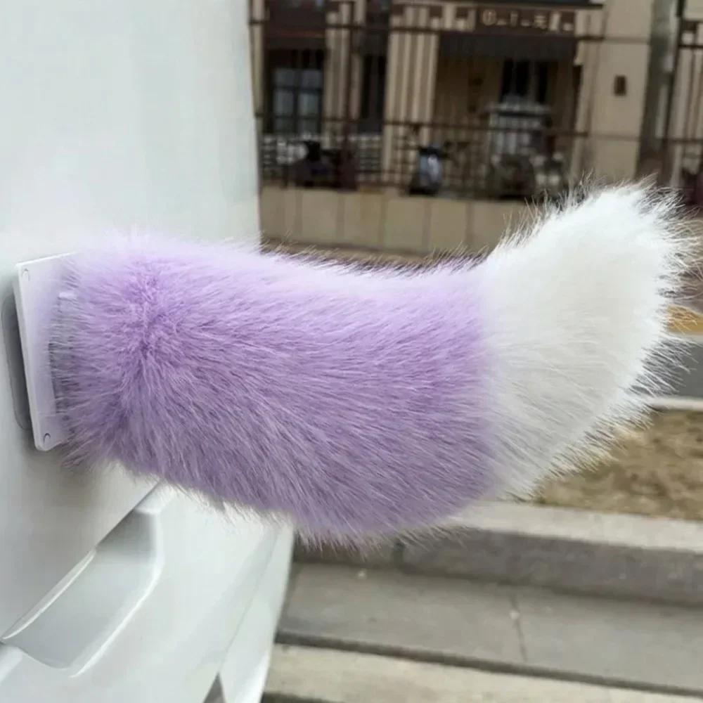 Cute Electric Wagging Plush Tail for Car Remote Control Moving Fox Tail Decoration Universal for Scooter Motorcycle