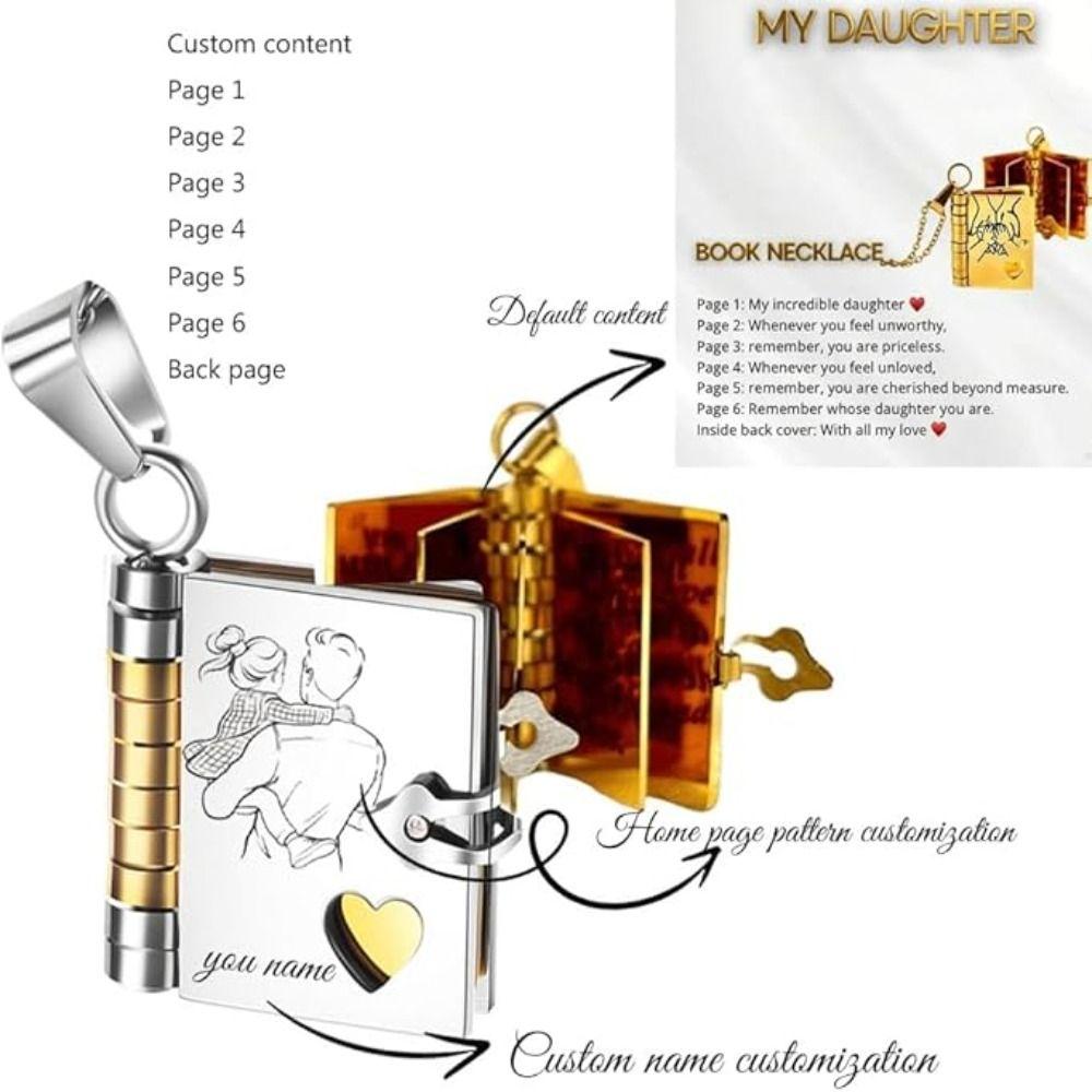 Gold Color Daughter Book Necklace My Incredible Daughter Book Necklace  Jewelry Accessories