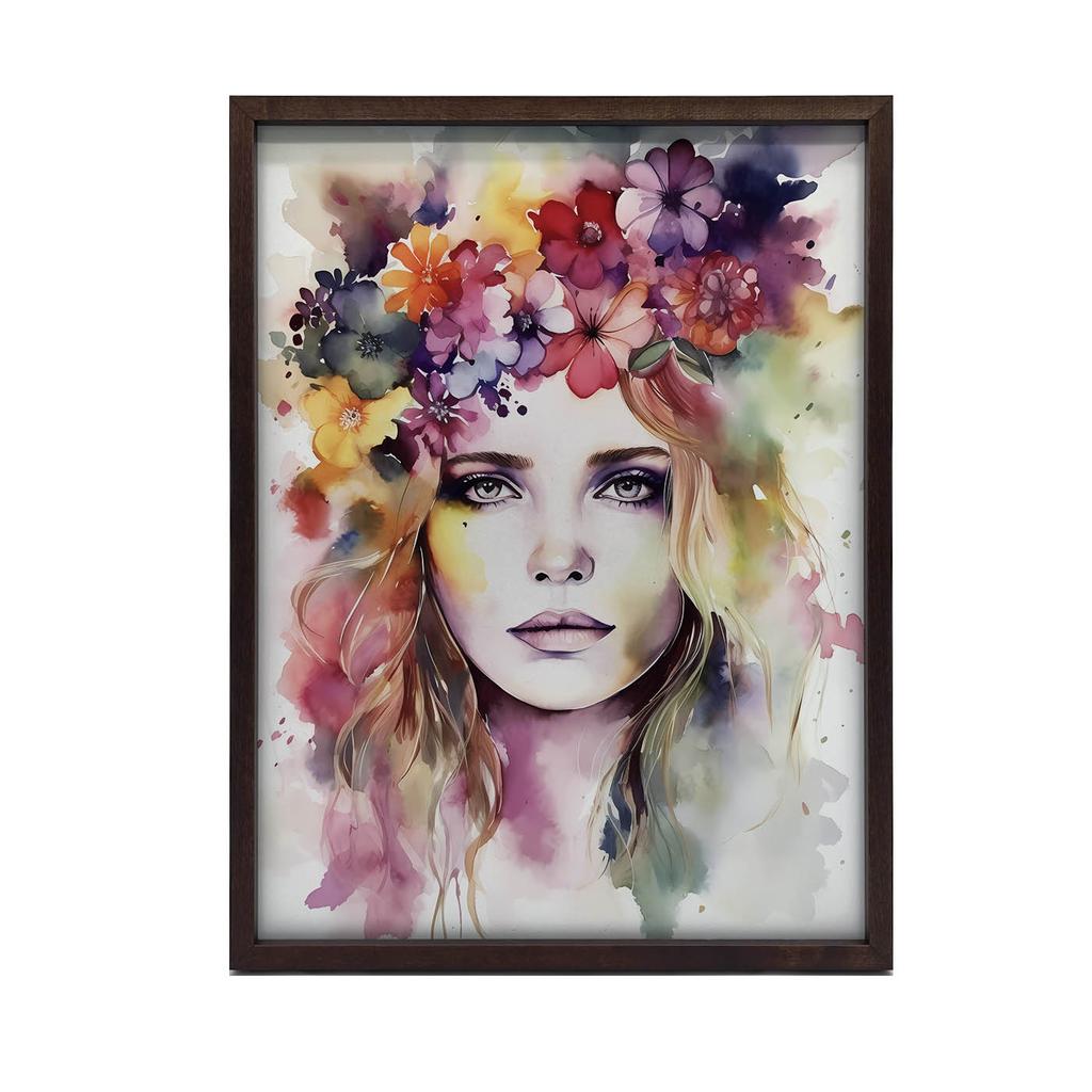 Twarz Kobiety Z Wiankiem Twarz Kobiety Z Wiankiem, 70X100 Cm, Bez Ramy, Płótno Premium Na Blejtramie