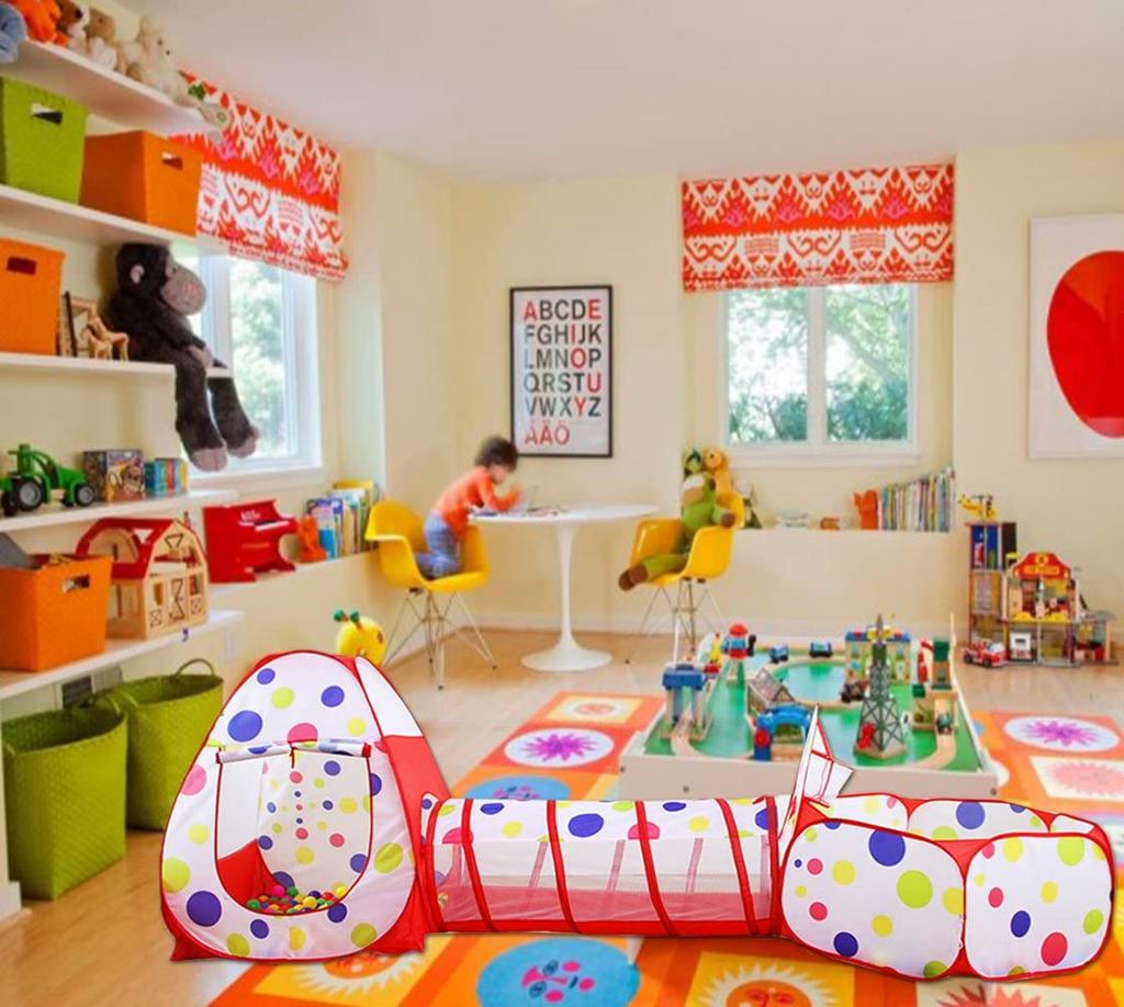 ACTNOW Палатка-туннель, набор из 3 предметов, детская палатка, складная корзина для бассейна с мячом, сетка с сумкой для хранения, подарок для девочек и мальчиков, подарок на Рождество, день рождения, для детей