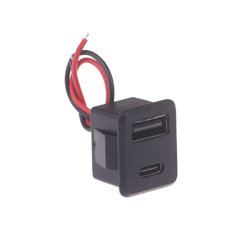 1 шт. двухслойная USB-розетка типа C и гнездо USB-лампы для зарядки, розетка с кабельным разъемом