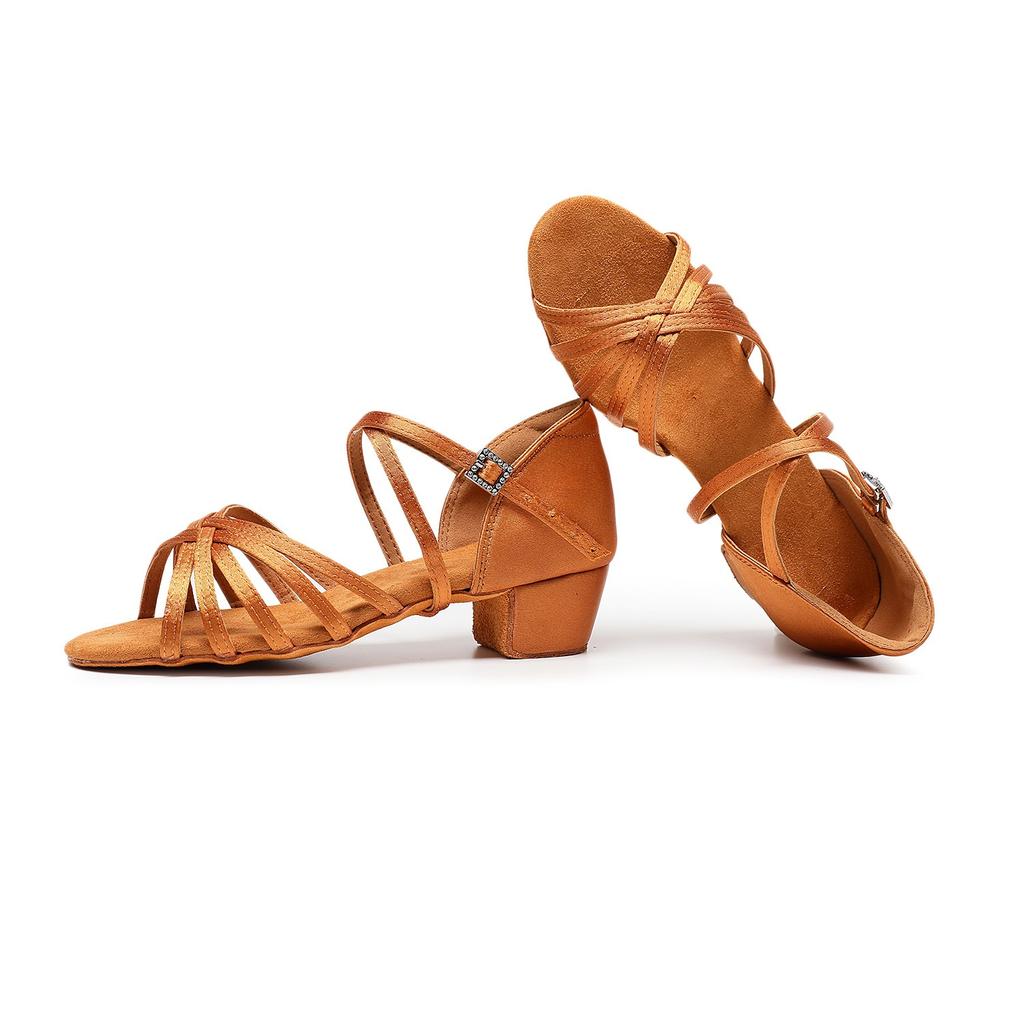 Туфли латина из атласа для девочек, низкий каблук, туфли для бальных танцев, взрослые туфли для танго и сальсы для практики, туфли для латиноамериканских танцев для малышей для выступлений