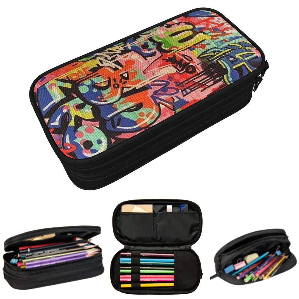Urban Pattern Hip Hop Graffiti Street Art Pencil Case for Kids School Pen Box Pencil Bag Stationery Supplies Pen Holder Bag