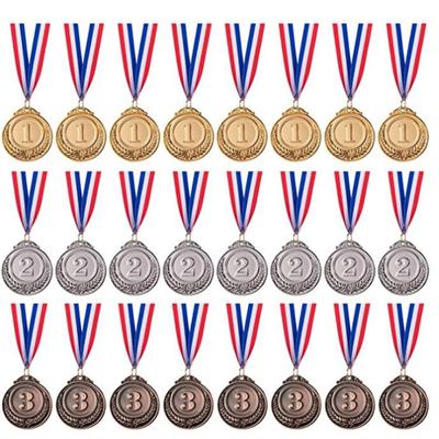 24 шт. золотые, серебряные бронзовые медали с лентой, медали победителя для вечеринок соревнований