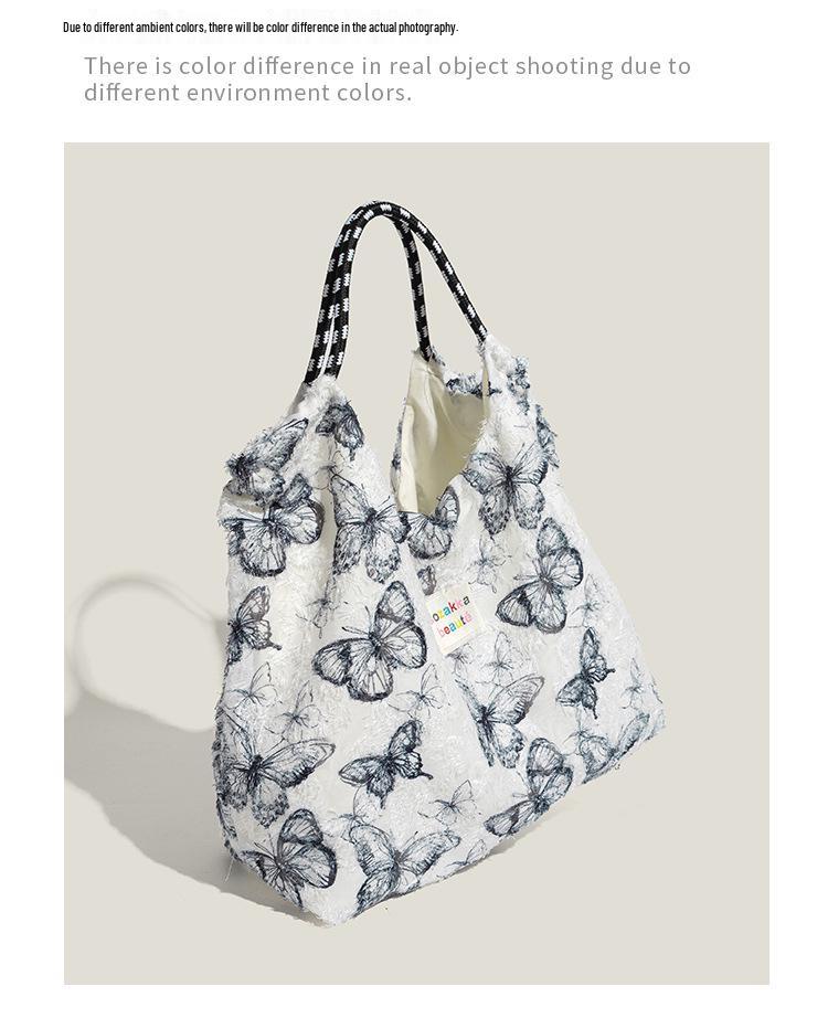 Элегантная холщовая сумка-тоут Mao Yun с кружевной бабочкой - Женская большая весенне-летняя сумка