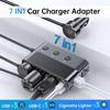 7 In-1 128W Car Charger Adapter PD30W QC3.0 with Switch Cigarette Lighter Splitter Socket 12V/24V Fast Charging Adapter