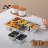 Leakproof Bento Box for Picnic Snackle Container, Stainless Steel Divided Serving Tray with Lid & Handle, 8 Compartment Large Snack Durable Food Road