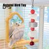Bird Toy Colorful Hanging Parrot Toy with Beads Natural Wood Bird Cage Toy Grinding Stone Pet Supplies for Parrot Parakeet Hamster Rabbit