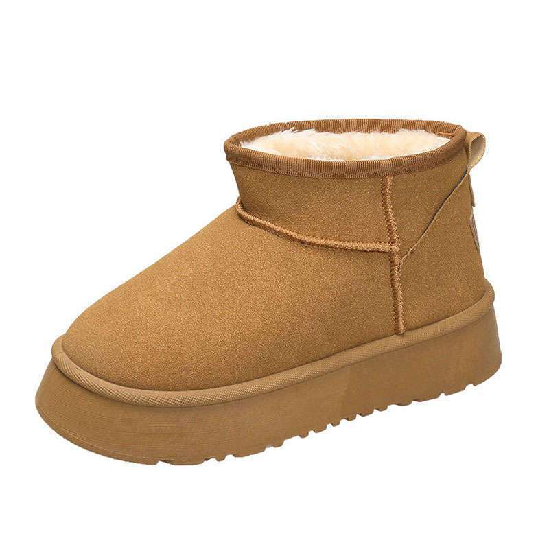 Snow Boots Women's Shoes Fur Integrated New Winter Thick Bottom Fleece Lined Padded Warm Keeping Bread Cotton Shoes