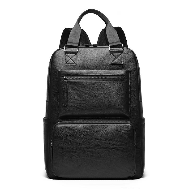 Men's Large Capacity Leather Backpack Business Casual Laptop Bag for Travel