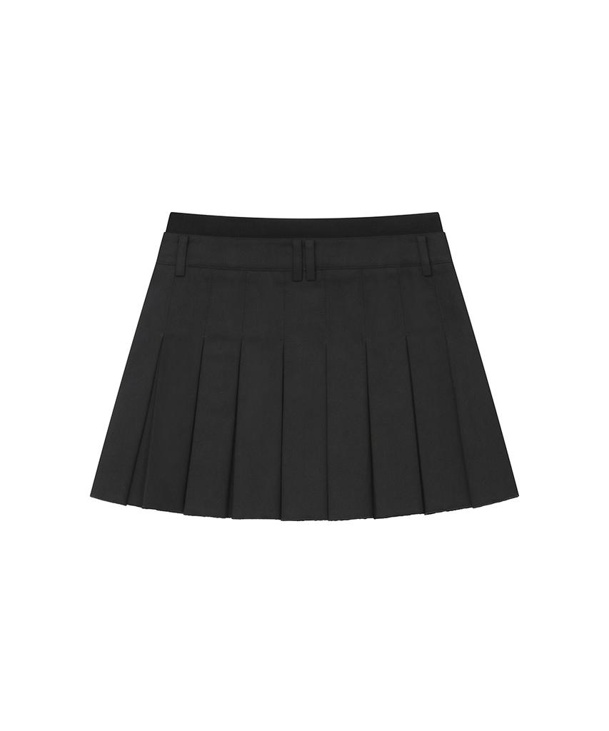 Miseki Seoul Ribbed Layered Pleats Skirt Black