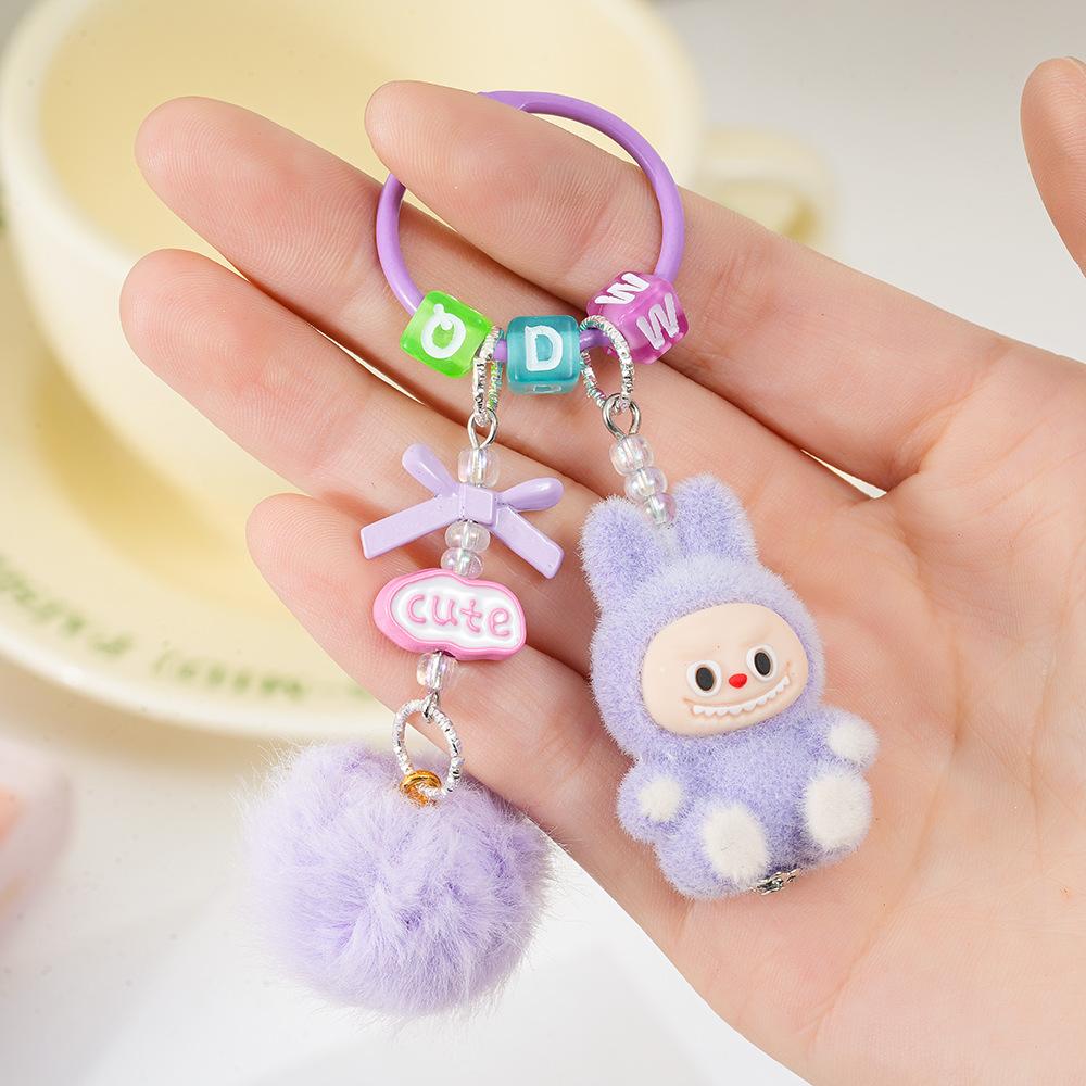 Wind Macaron Color Gentle and Cute Flocking Three-dimensional Doll Schoolbag Backpack Pendant Keychain Card Book Batch