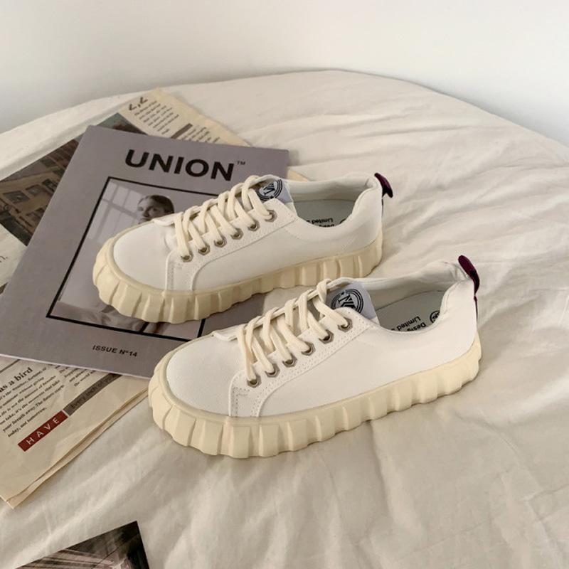 Canvas Shoes for Women Platform Sneakers Lace Up Walking Shoes Students Wild Chunky Sneakers Fashion Women's Vulcanized Shoes