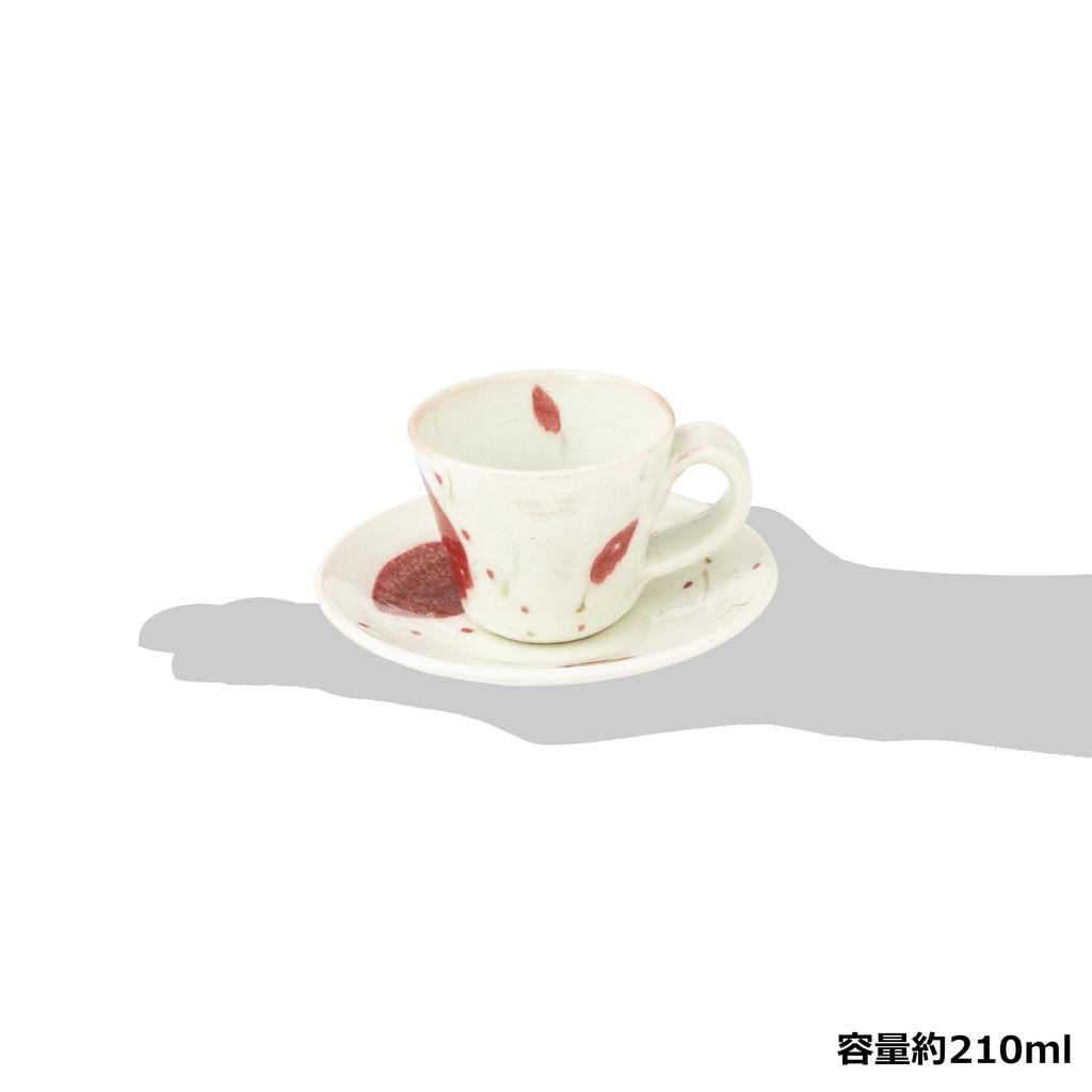 Marui Seito Shigaraki Ware Hechimon Cup & Saucer, 210ml Capacity, Akaha Red, MR-3-4400