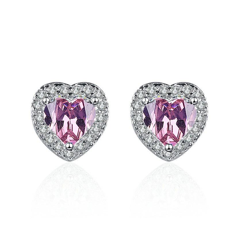 Heart-Shaped Zircon Earrings: Sparkling AAA Micro Inlaid Love Design