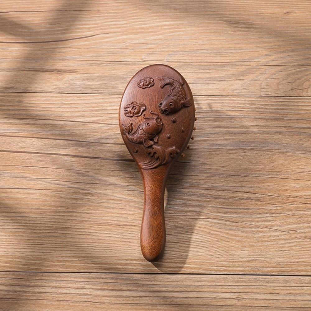 Scalp Meridians Relaxation Sandalwood Comb Round Teeth Hair Comb Air Cushion Comb  for Women