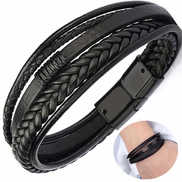 1PC Retro PU Leather Bracelets Multilayer Braided Rope Bracelets for Male Female Bracelets Jewelry