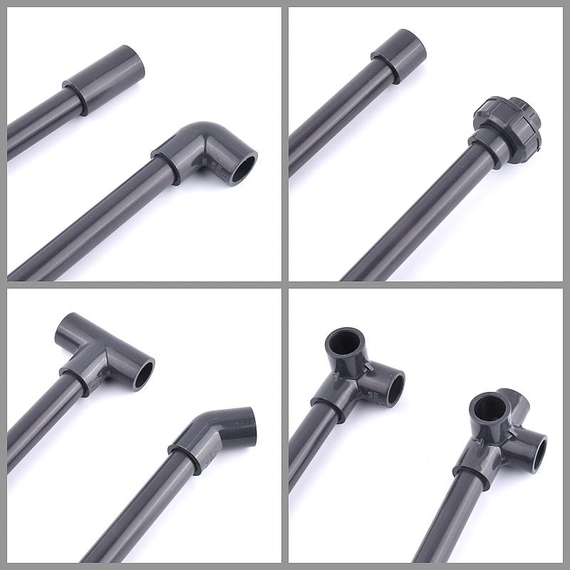 1~5 шт. 16 мм темно-серые фитинги для труб из ПВХ, соединители для аквариума, прямой тройник, колено, соединительное соединение, садовая труба из ПВХ, аксессуары для самостоятельного монтажа