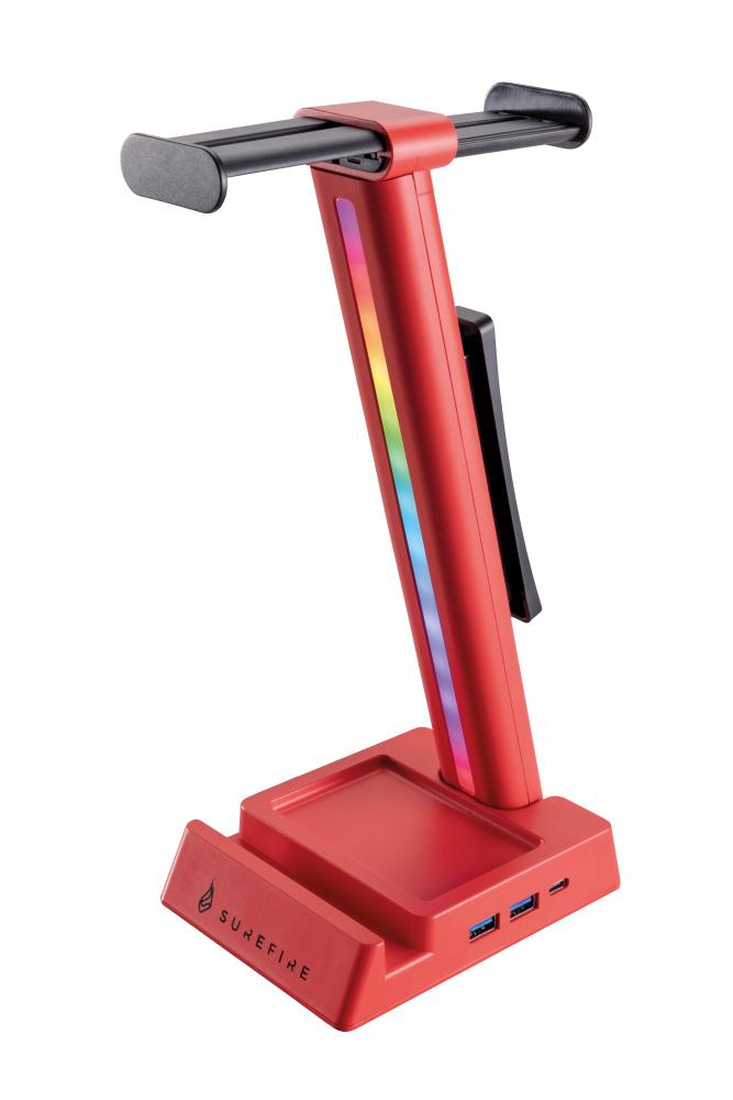 Stojak na słuchawki SureFire Vinson N2 Dual Balance Gaming RGB MF 2xUSB 3.0 USB-C Red