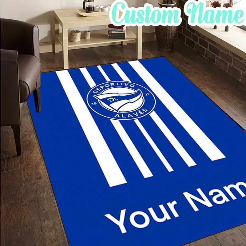 Custom Name Deportivo Alaves Crest Rug, Office Rug, Chair Rug, Carpet for Living Rooms, Doormat Game Rug Home Decor Christmas Gifts
