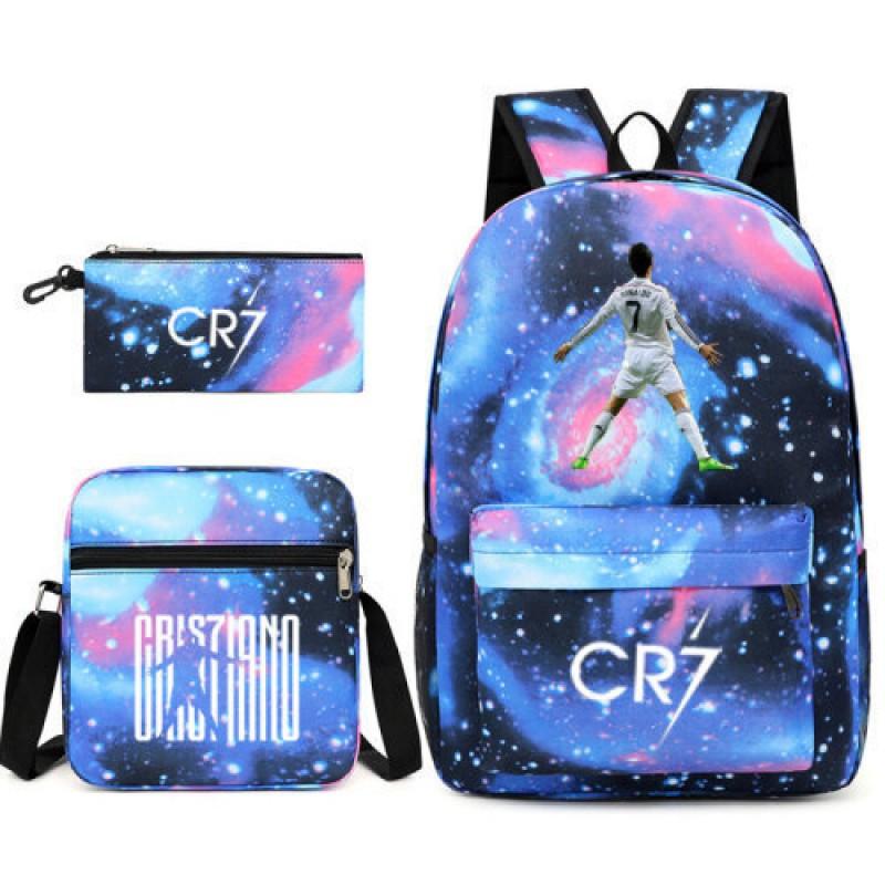CR7C Kids School Backpack Set With Printed Design - Oxford Fabric Dual-Shoulder Bag Shoulder Pencil Case Grades 5-6