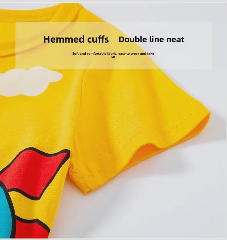 Футболка с изображением динозавра из корейского мультфильма Betop Kids 2025 года, летний топ с короткими рукавами для мальчиков.