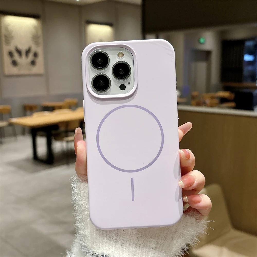 Luxury Skin Feel Original Wireless Charger Phone Case For iPhone 17 16 Pro Max 15 14 13 12 Plus For Magsafe Funda Silicone Cover