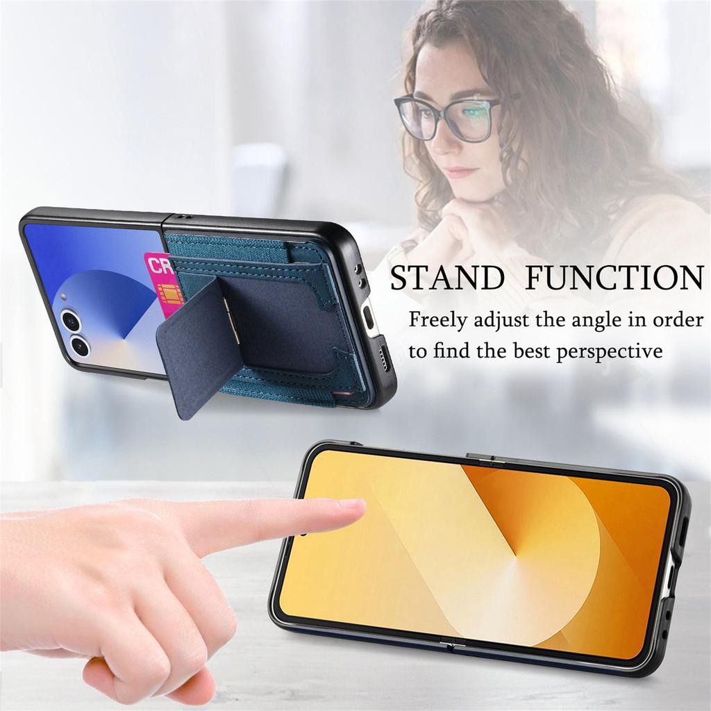 Leather Stand Phone Case for Samsung Galaxy Z Flip 7 fe 6 5 4 Flip6 Flip5 Flip 7 fe Wallet with Card Holder Ring Back Cover