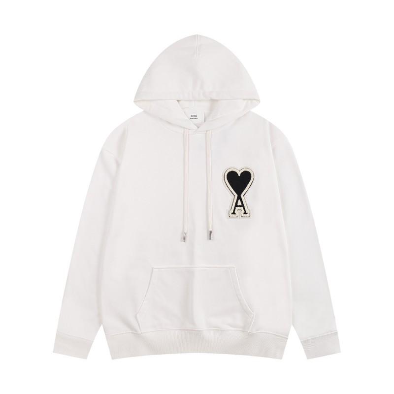 Unisex Oversized Hooded Sweatshirt With Embroidered Heart Design Casual Long Sleeve Cotton Blend