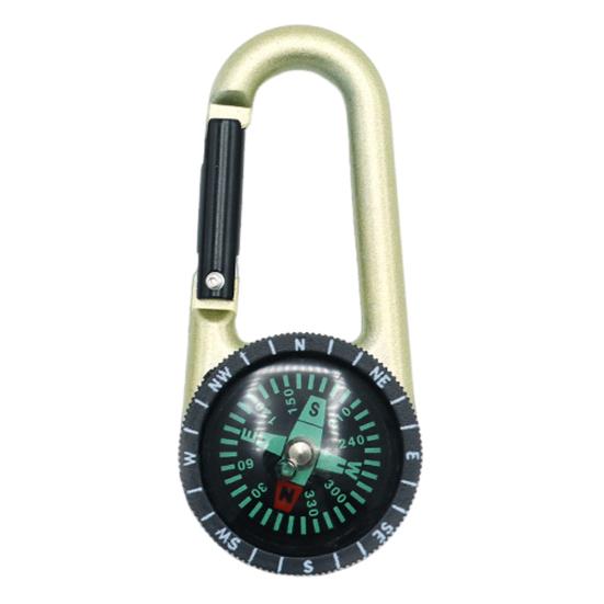 Survival Mini Compass Keychain Zinc Alloy Small Pocket Compass Carabiner Buckle Outdoor Accessory for Camping Hiking Backpacking