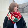 Christmas Elk Knitted Wool Scarf Women's Winter Warm Red Scarf Versatile Japanese Scarf
