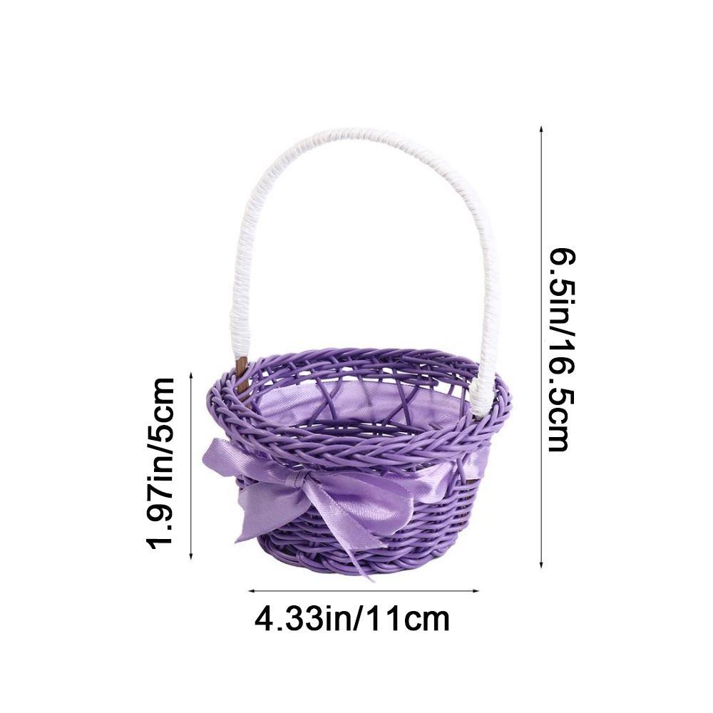 Decorative Round Small Flower Basket Imitation Rattan Hand-woven Flower Basket Children