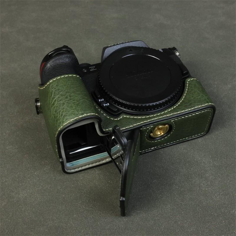 Чехол для камеры из ПУ кожи Nikon Z50 II Беззеркальный С ручкой Основание Оболочка Черный Коричневый Оливково-зеленый