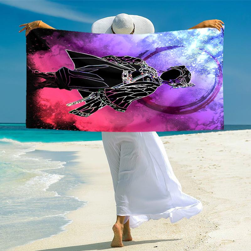 Japanese artist Koyoharu Gotouge's Demon Slayer beach towel, outdoor camping vacation swimming beach towel, outdoor absorbent bath towel blanket K11
