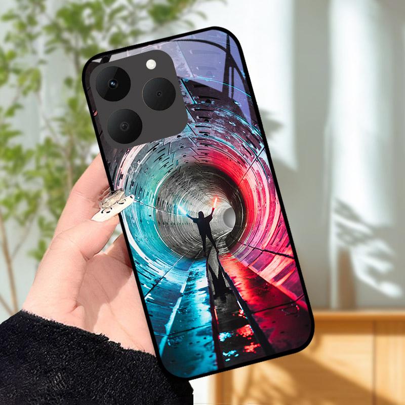 Для Realme 15T 5G Чехол Роскошный Модный Расписной Ударопрочный Закаленное Стекло Чехол для Телефона Для Realme15T 15 T Корпус Оболочка RMX5111 Capa