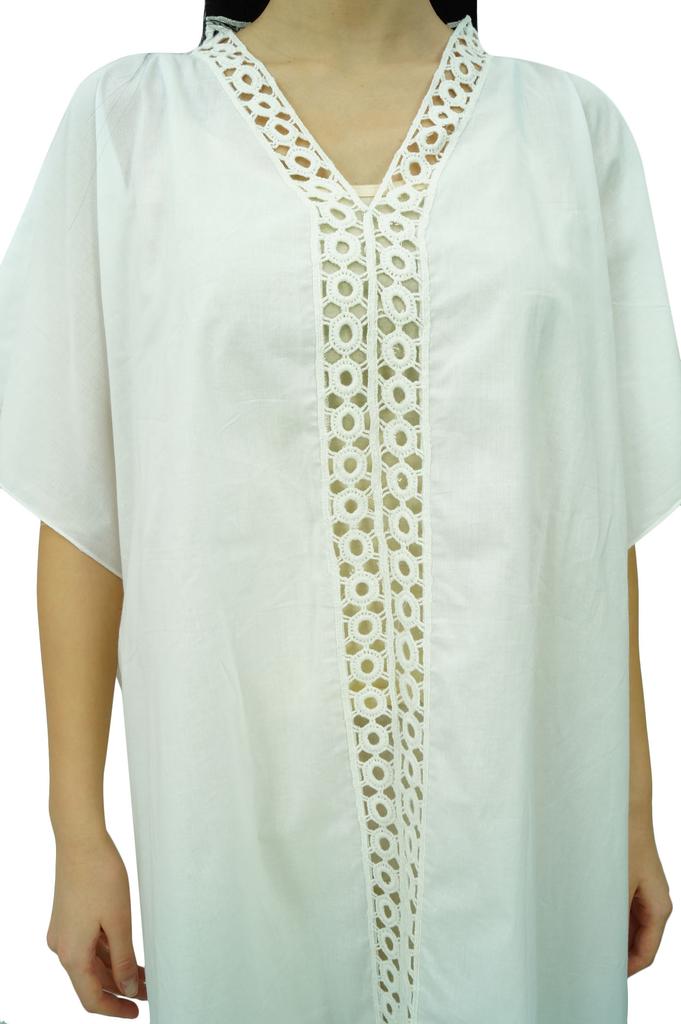 Bimba Женский хлопковый кафтан короткий кафтан прозрачный кружевной спереди пляжное прикрытие