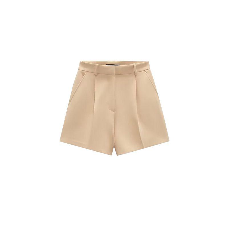 Spring New Arrival Versatile Casual Loose A- Line Wide Leg Boot Pant High Waist Pleated Casual Shorts 1478030