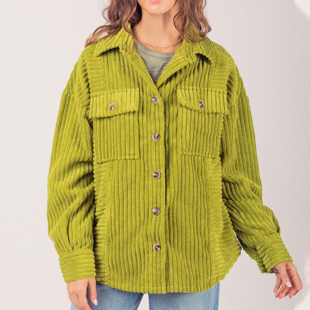 Женская осенне-зимняя однотонная модная полосатая рубашка с большим карманом