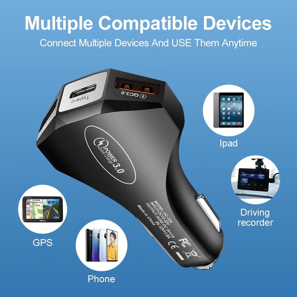 Автомобильное зарядное устройство 7A USB Type C PD Fast Charger Quick Charge 3.0 для IPhone 13 Samsung Huawei