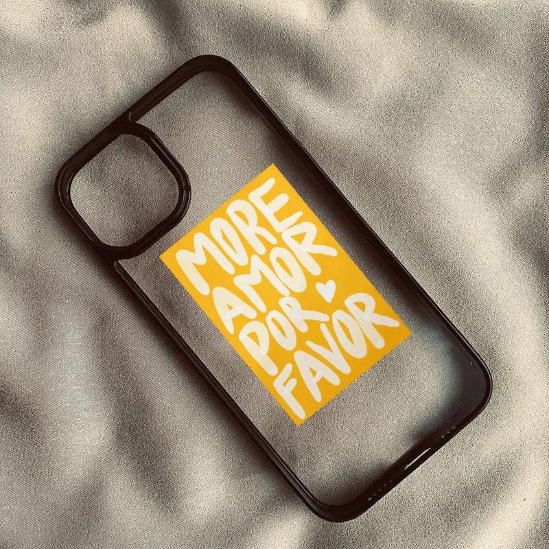 Красочный Максималистский More Amor Por Favor Чехол для Телефона Для iPhone 15 17 13 12 11 14 Pro Max 16 Эклектичный Розовый Цитата о Любви Жесткая Крышка