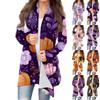 Women's Fashion Casual Halloween Printed Mid-Length Irregular Hem Cardigan Jacket
