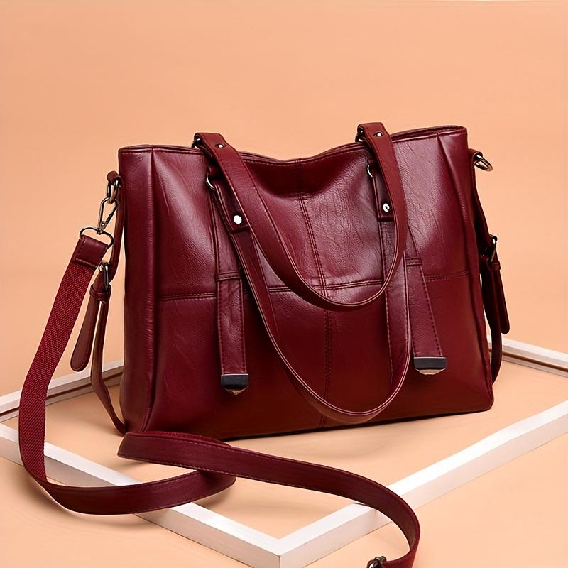 2pcs Large Capacity Solid Color Crossbody Bag + Small Storage Bag Set, Casual Water-Resistant Adjustable Shoulder Straps Bags For Men & Women