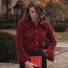 Autumn Winter Knit Sweater Women Solid Long Sleeve Loose Lapel Cardigan Outwear Women's Patchwork High Waist Cropped Top Street Femme Knitwear Coats