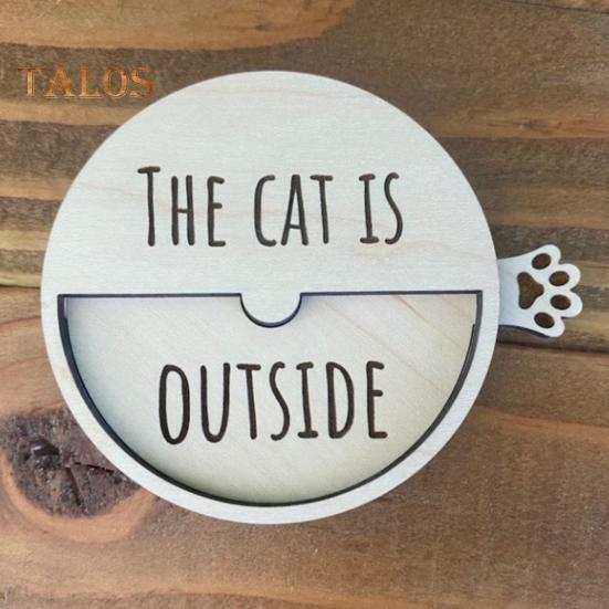 Магнитный знак-напоминание о питомце «Кот внутри», деревянный знак, переключаемый, для входной двери в дом, офиса, поворотный столик, украшение, подарок любителю кошек