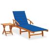 Garden Lounge Chair with Table and Cushion, vidaXL Acacia Wood.