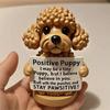 Emotional Support Puppy Statue Positive Dog Ornament Puppy Figurine with Motivational Message Inspirational Gift for Companion Coworkers