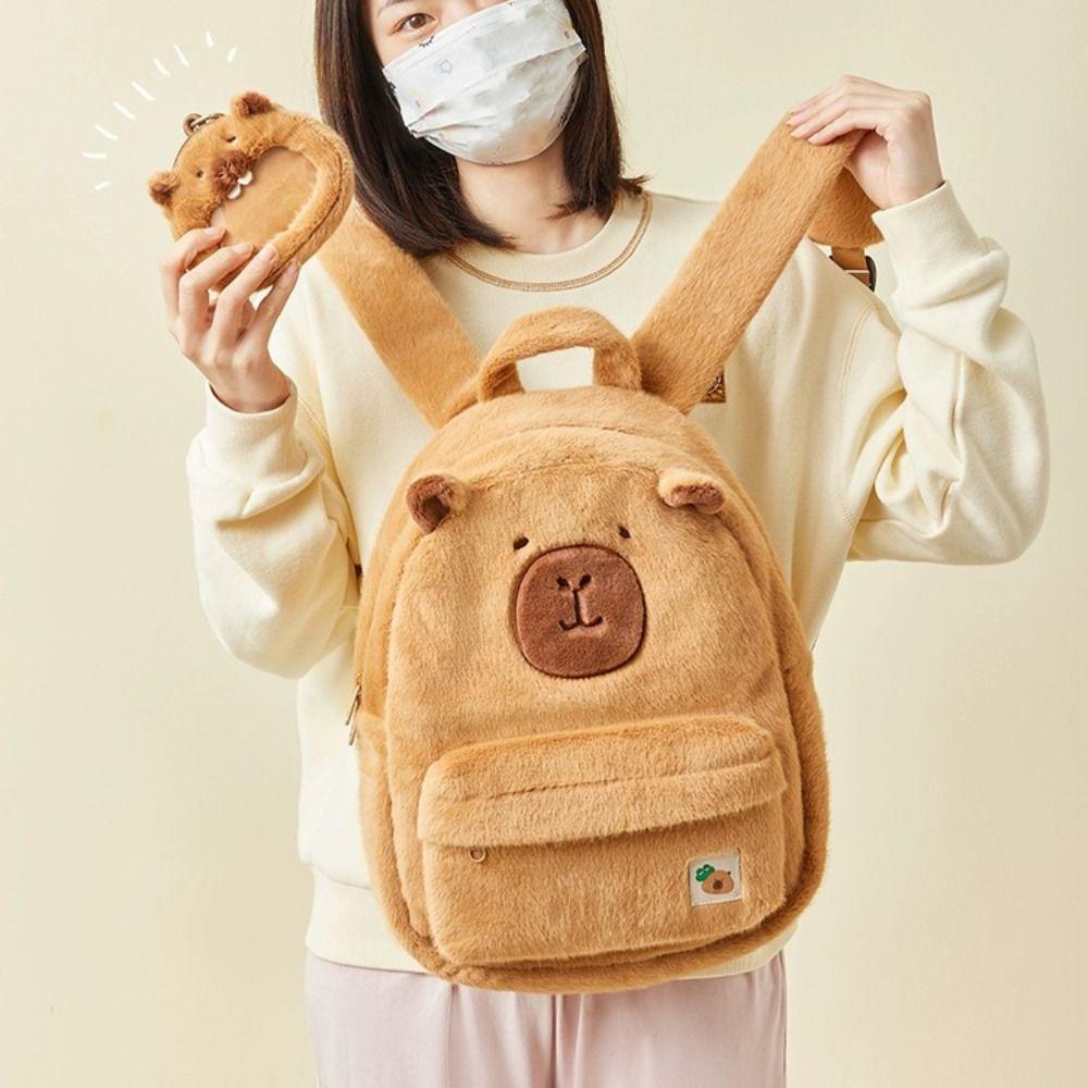 School Bag Capybara Shoulder Bag Large Capacity Cartoon Capybara Handbag  Kids Birthday Gift