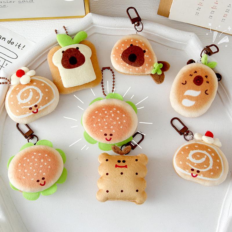 Креативная мягкая набивная игрушка Бургер Животное Капибара Плюшевая кукла Брелок Игрушка Мультяшная сумка Подвеска для машины Тост Брелок