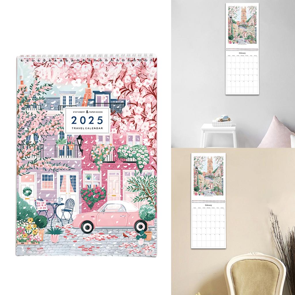 2025 Travel Checklist Calendar Twin-Coil Binding 2025 Monthly Calendar Planner 12 Month from January 2025-December 2025