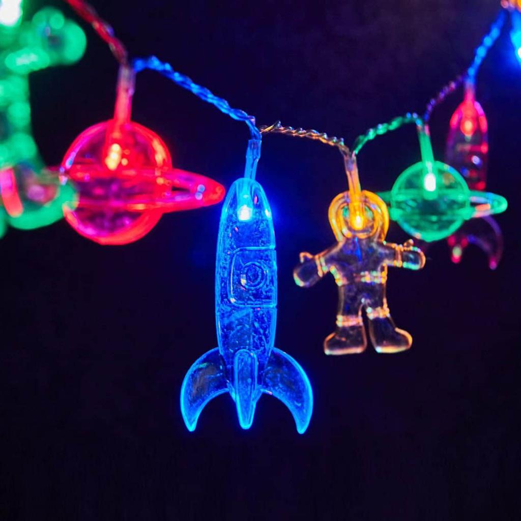 10 светодиодных светодиодных гирлянд для детской комнаты, космонавт, космический корабль, подвески-ракеты, праздничные вечерние светильники, настенные, оконные, детские или декор